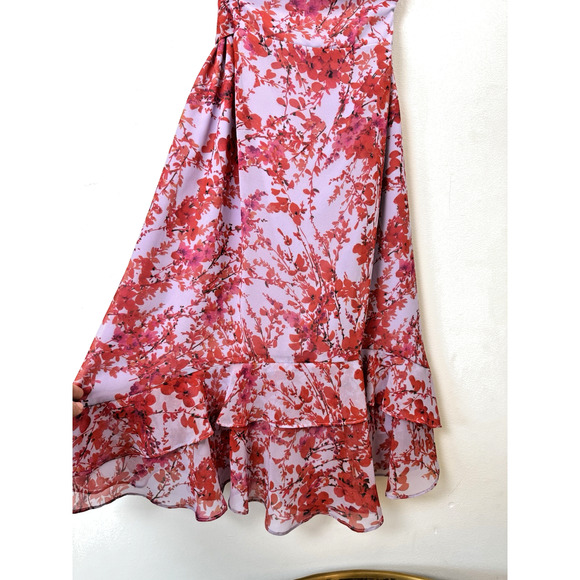 Sachin & Babi Red Purple Floral Midi Dress Bohemian Boho Cottagecore Romantic 14 - Picture 3 of 8